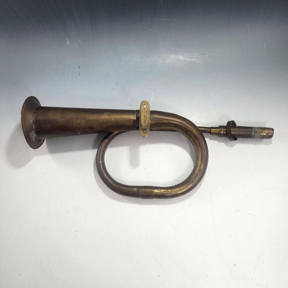 Brass Auto Car Bulb Horn w Mounts Single Twist Trumpet VTG Star Mark Pakistan - Picture 1 of 10